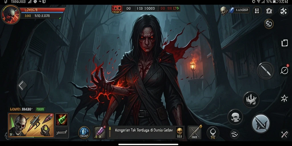 Tampilan gameplay LOVE678 yang penuh dengan kegelapan dan ketegangan.