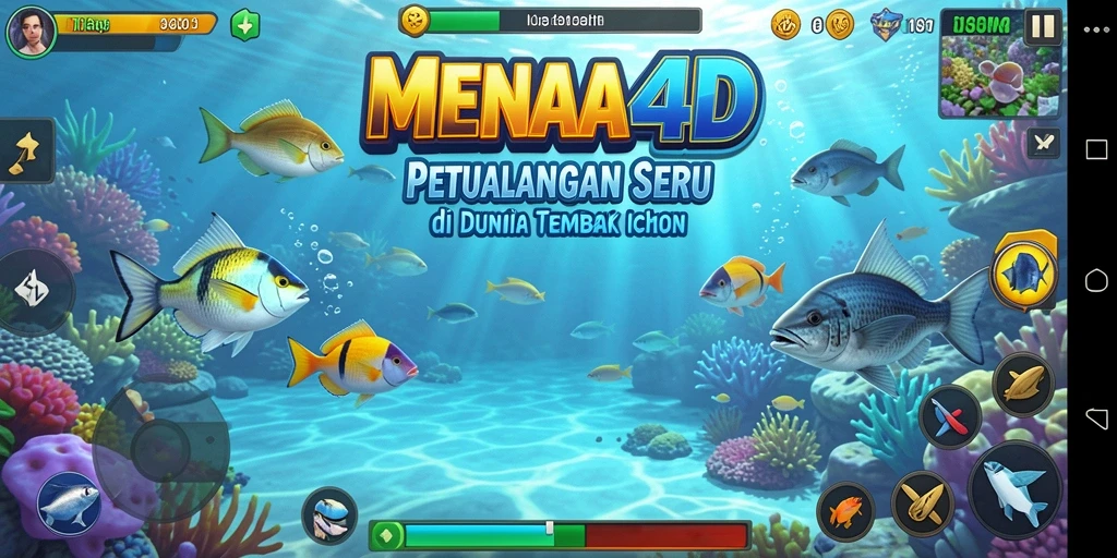 Screenshot MENARA4D menampilkan aksi menembak ikan yang seru dan menyenangkan.