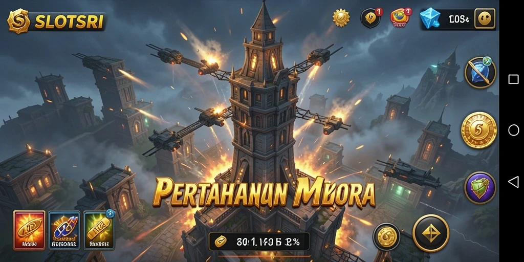 Tampilkan aksi seru pertahanan menara dalam gameplay SLOTSRI.